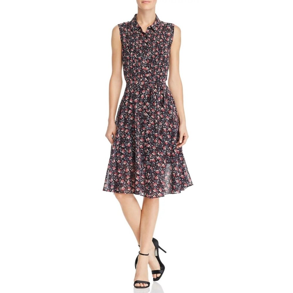 Nanette Lepore Sleeveless‎ Floral Print Shirt Dress Size 4 Fem Cottage Coquette